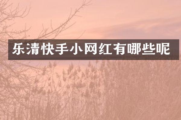 乐清快手小网红有哪些呢