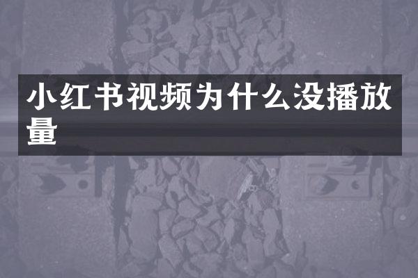 小红书视频为什么没播放量