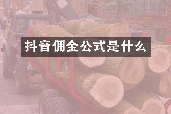 抖音佣金公式是什么