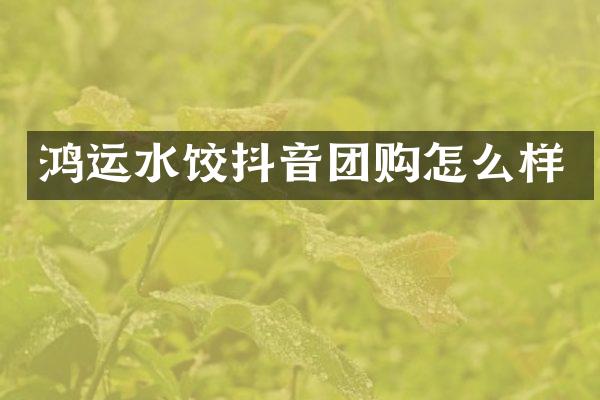 鸿运水饺抖音团购怎么样