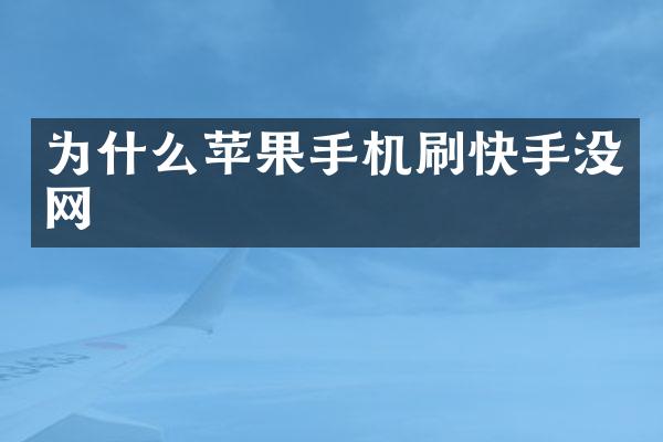 为什么苹果手机刷快手没网