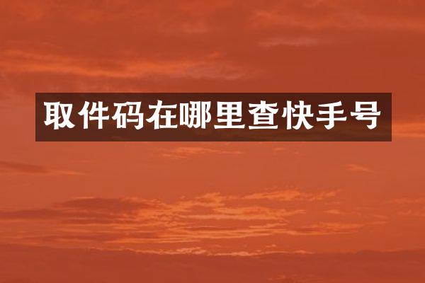 取件码在哪里查快手号
