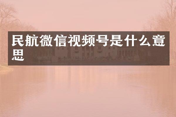 民航微信视频号是什么意思