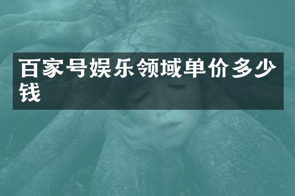 百家号娱乐领域单价多少钱