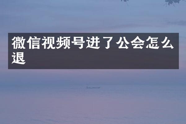微信视频号进了公会怎么退