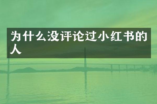为什么没评论过小红书的人