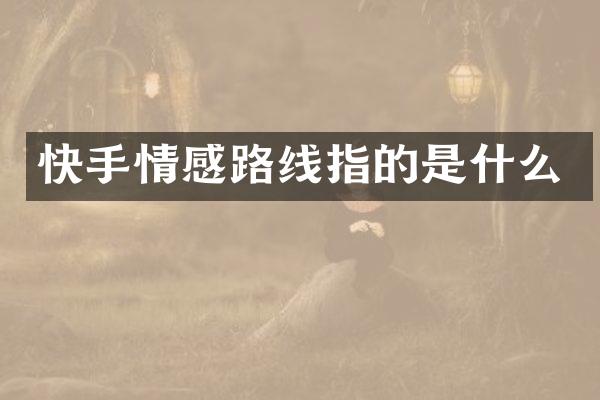 快手情感路线指的是什么