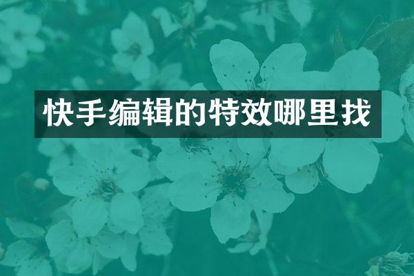 快手编辑的特效哪里找