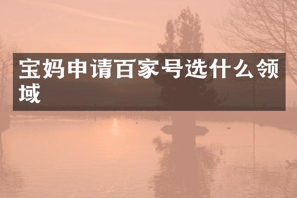 宝妈申请百家号选什么领域