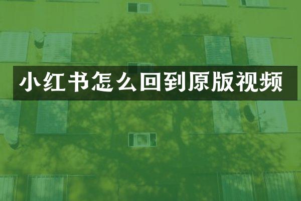 小红书怎么回到原版视频
