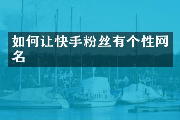 如何让快手粉丝有个性网名