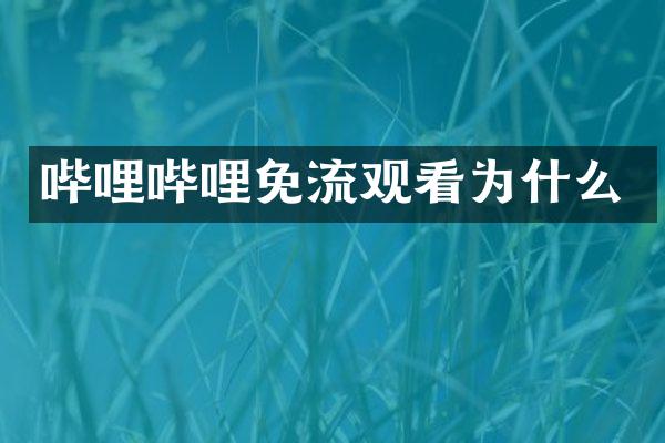 哔哩哔哩免流观看为什么