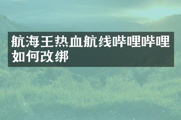 航海王热血航线哔哩哔哩如何改绑