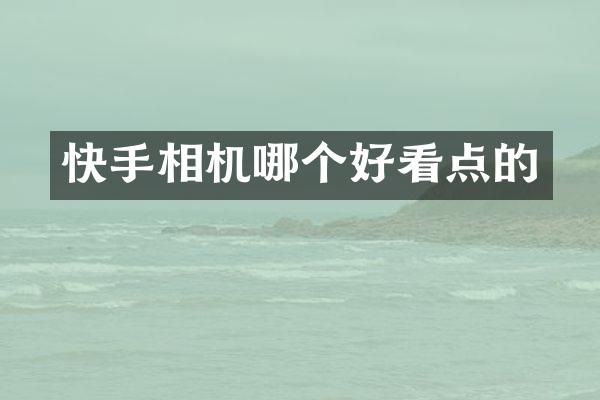 快手相机哪个好看点的
