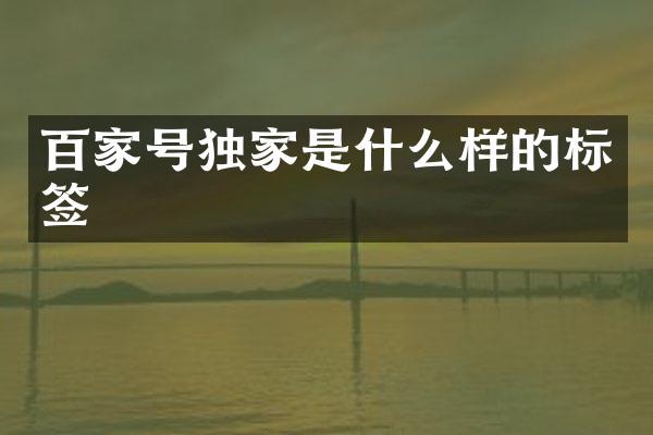百家号独家是什么样的标签