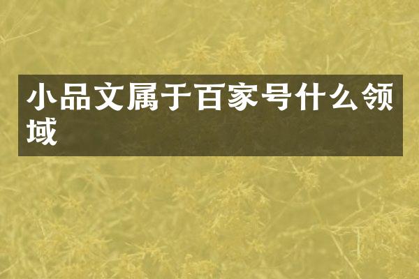 小品文属于百家号什么领域