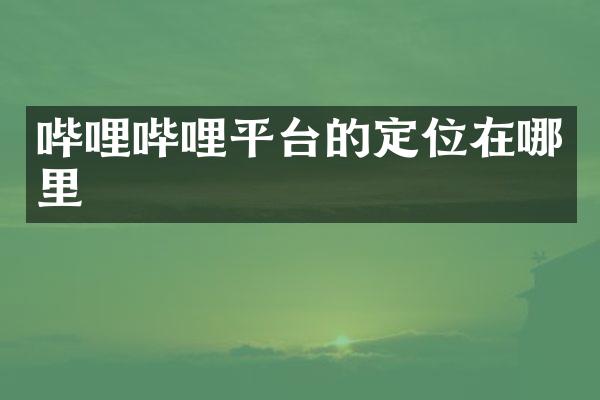 哔哩哔哩平台的定位在哪里