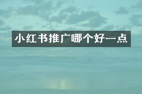 小红书推广哪个好一点