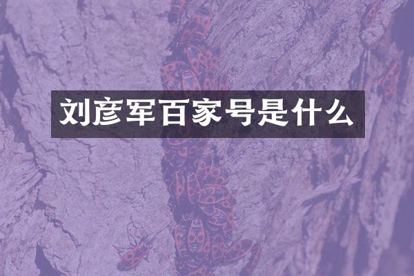 刘彦军百家号是什么