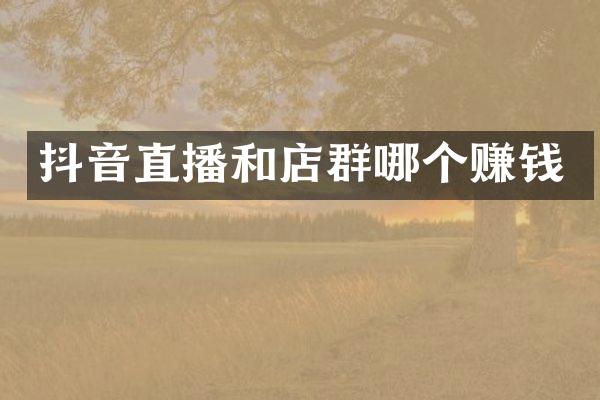 抖音直播和店群哪个赚钱