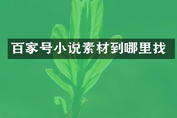 百家号小说素材到哪里找