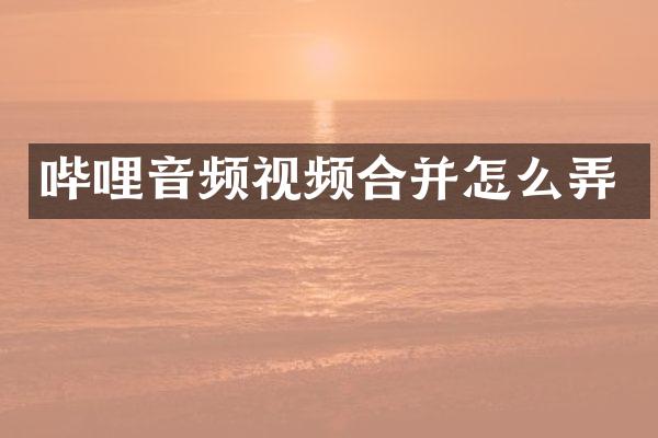 哔哩音频视频合并怎么弄