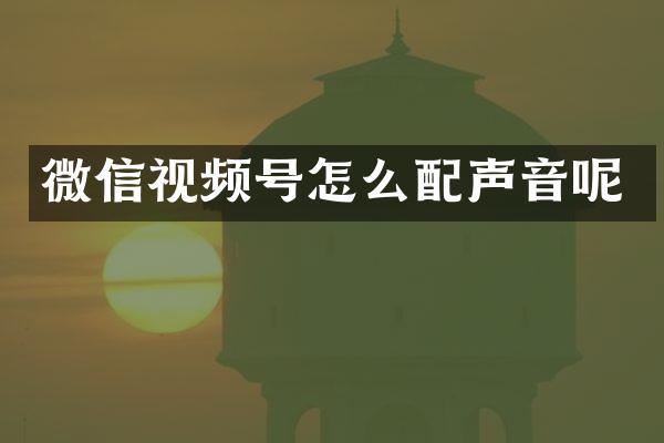 微信视频号怎么配声音呢