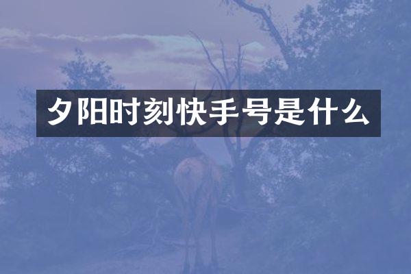 夕阳时刻快手号是什么