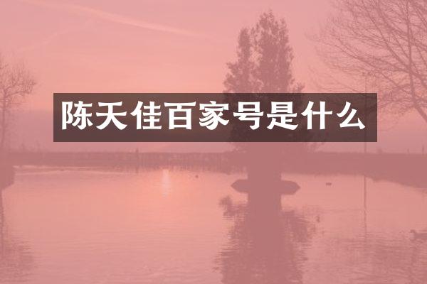 陈天佳百家号是什么
