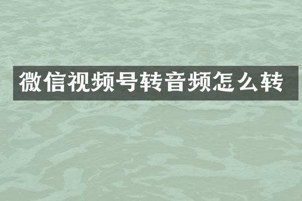 微信视频号转音频怎么转