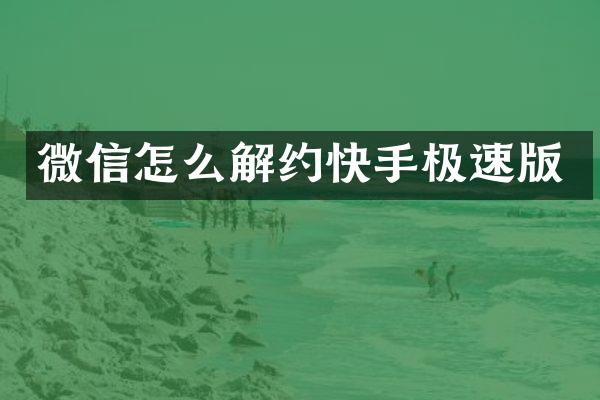微信怎么解约快手极速版
