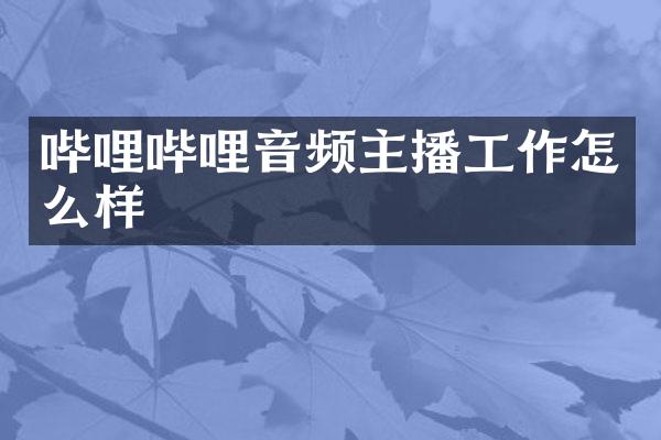 哔哩哔哩音频主播工作怎么样