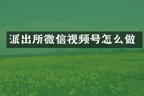 派出所微信视频号怎么做