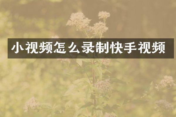 小视频怎么录制快手视频