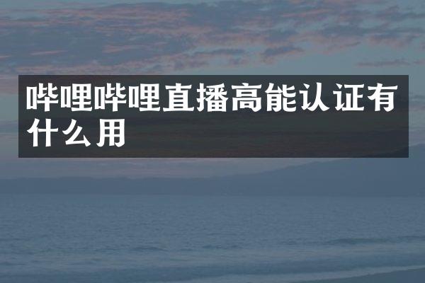 哔哩哔哩直播高能认证有什么用