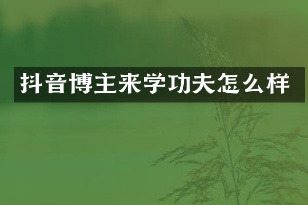 抖音博主来学功夫怎么样