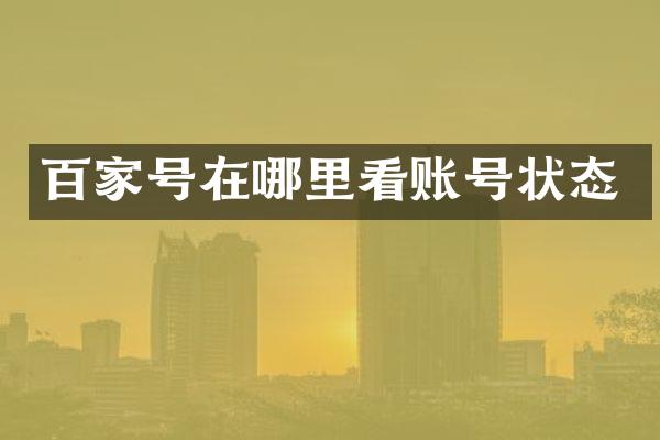 百家号在哪里看账号状态