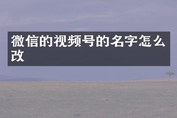 微信的视频号的名字怎么改