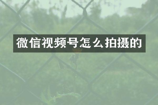 微信视频号怎么拍摄的