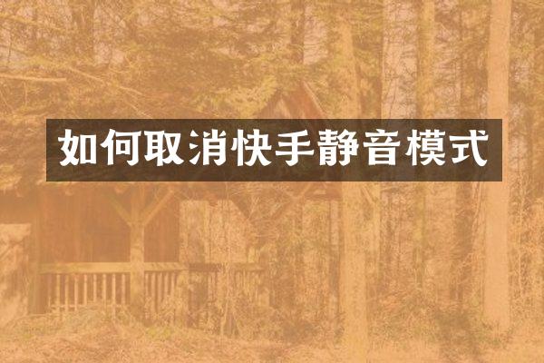 如何取消快手静音模式