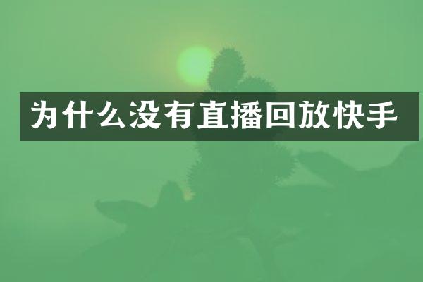 为什么没有直播回放快手