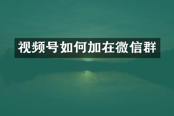 视频号如何加在微信群