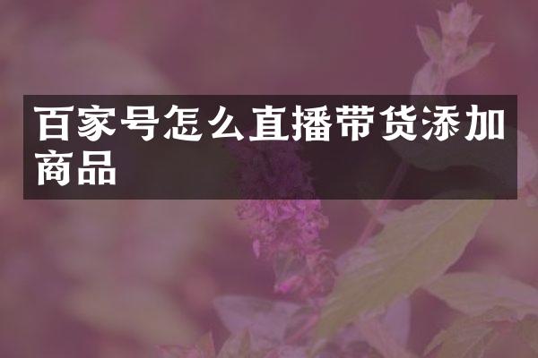 百家号怎么直播带货添加商品
