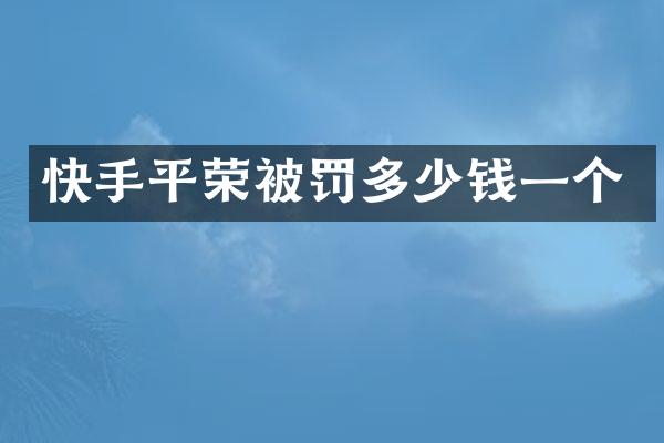 快手平荣被罚多少钱一个