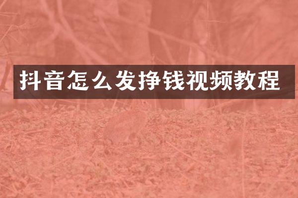 抖音怎么发挣钱视频教程