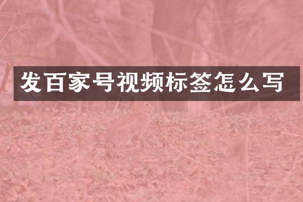 发百家号视频标签怎么写