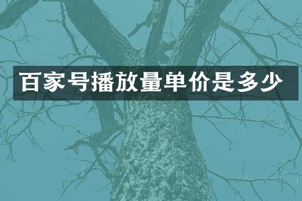 百家号播放量单价是多少
