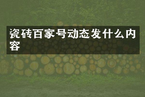 瓷砖百家号动态发什么内容