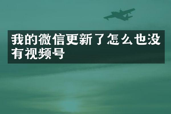 我的微信更新了怎么也没有视频号