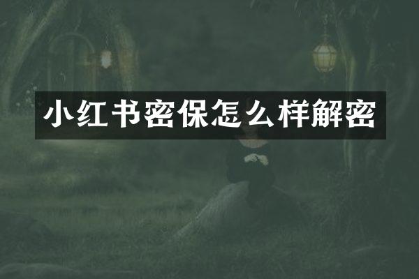 小红书密保怎么样